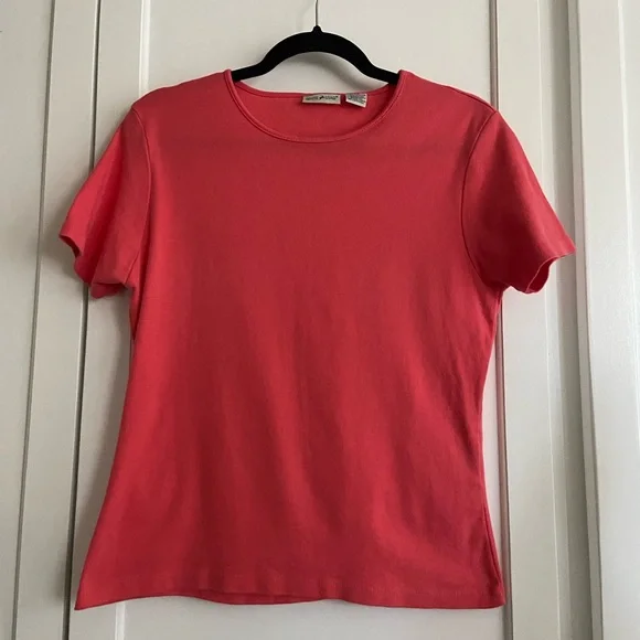 Solid Coral Top 100% Cotton Size L - Picture 3 of 6